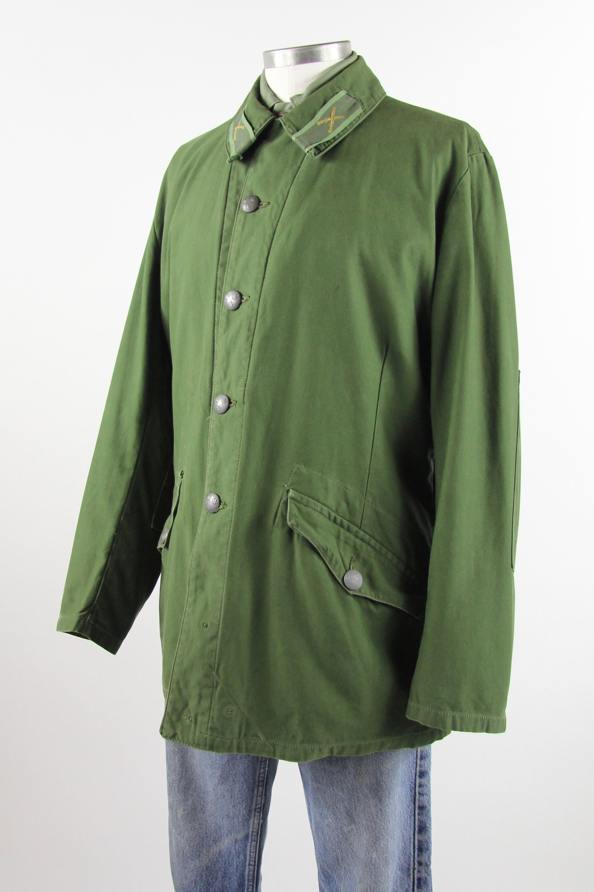 Swedish C52 Field Jacket Green Military Coat Size Medium/Large