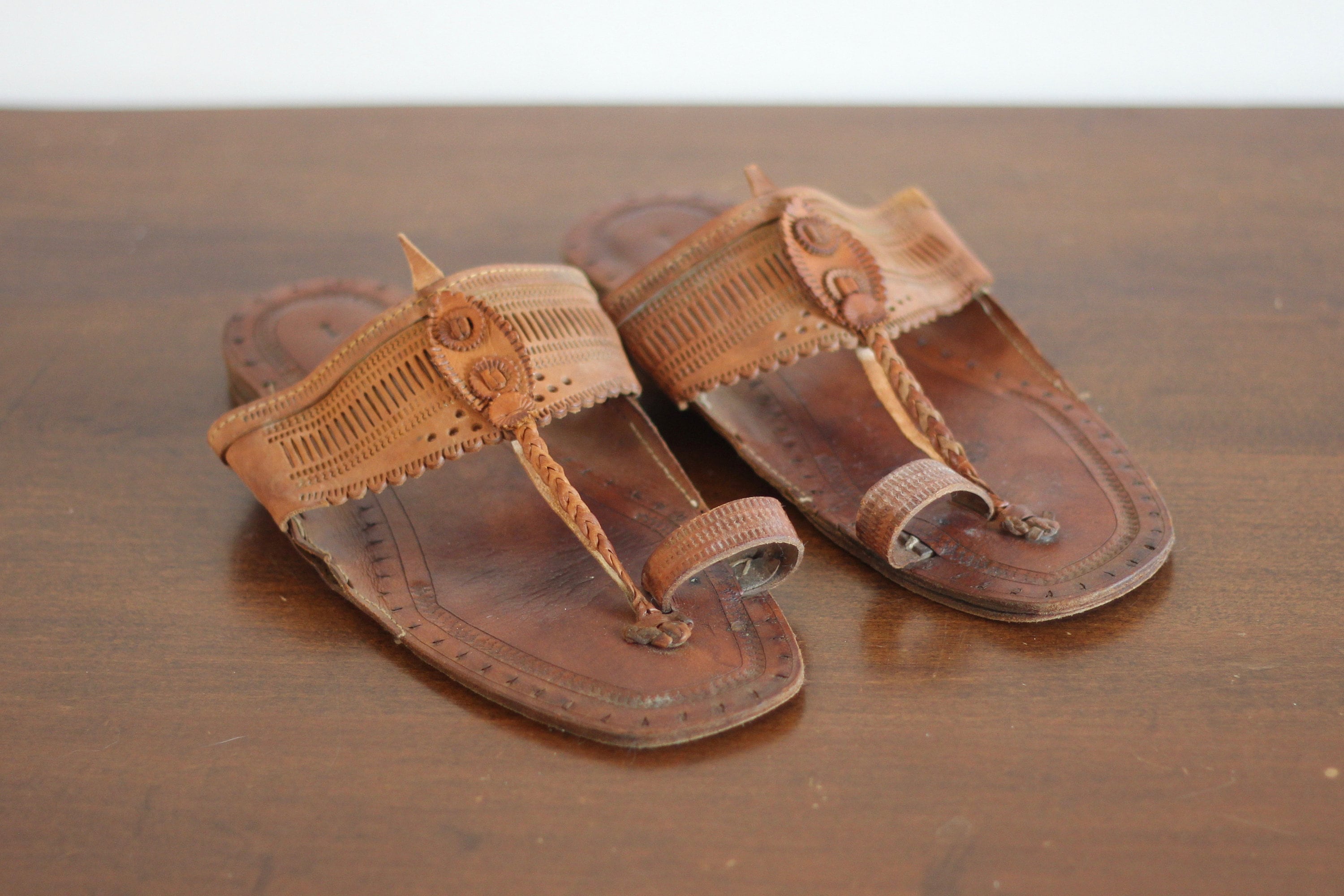 Leather Hippie Desert Sandals Tooled Flip Flops Men's 8.5 Men's 9 Summer Sandal Shoe Unique