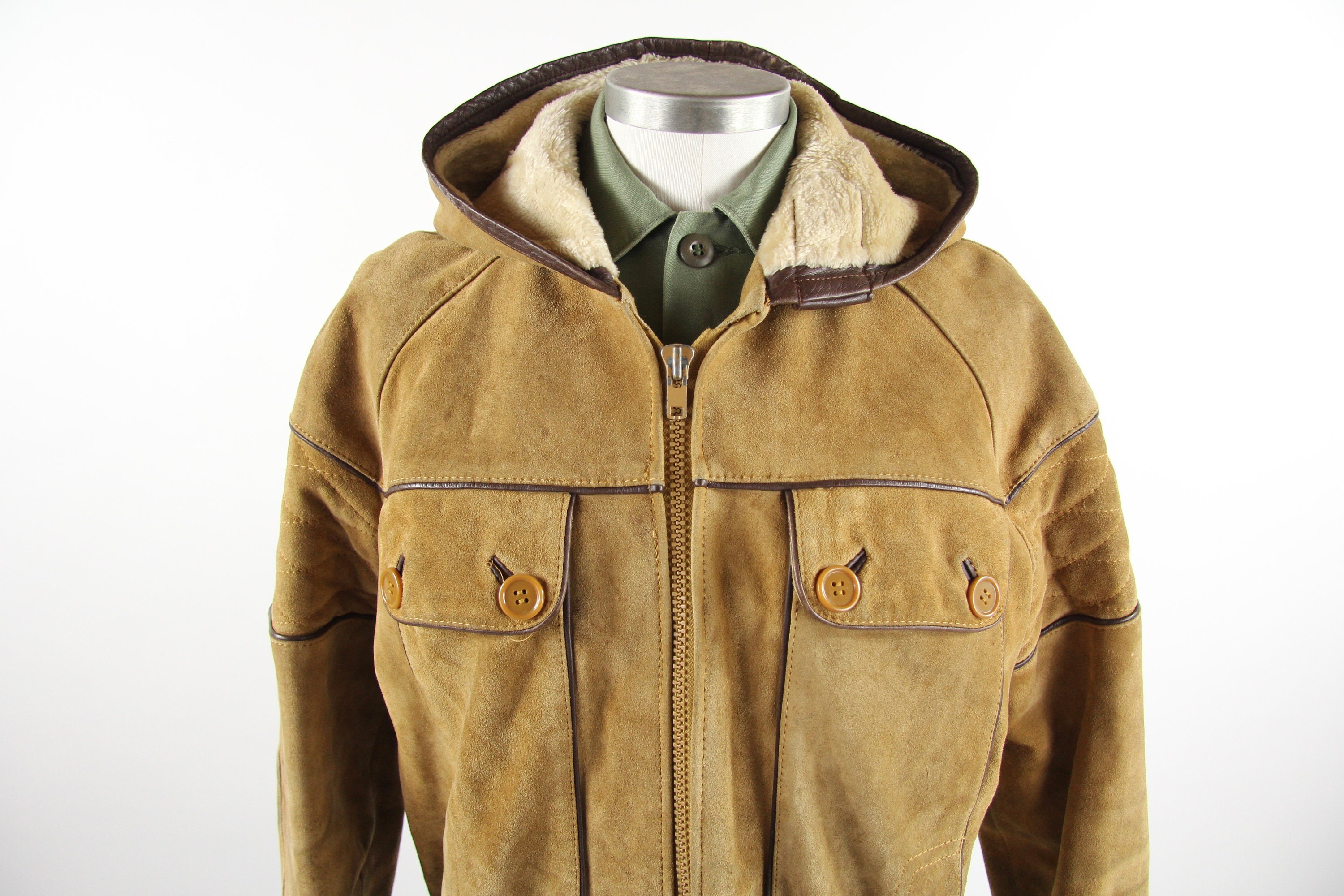 brown leather zip up jacket