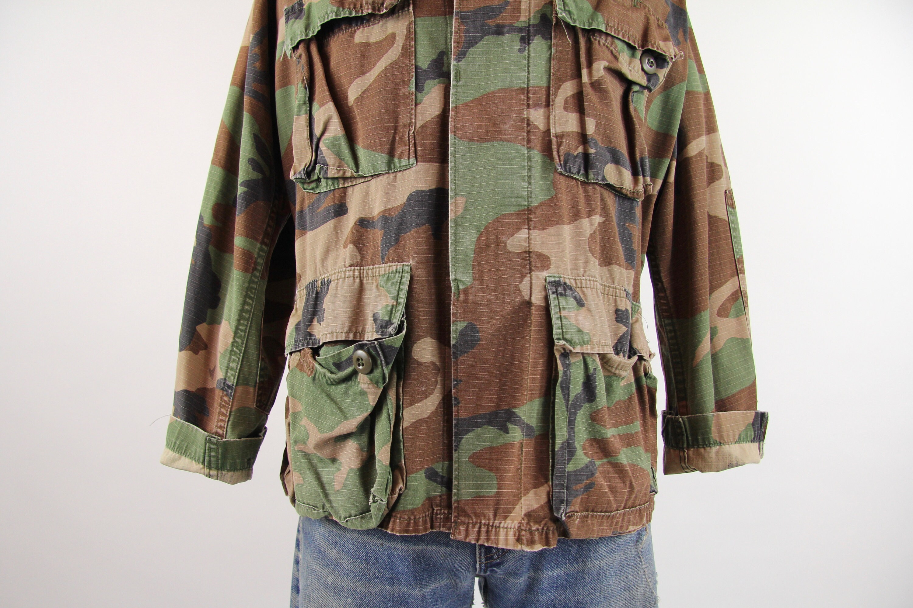 Camo Field Jacket Vintage Lightweight Military Army Camouflage Hunting
