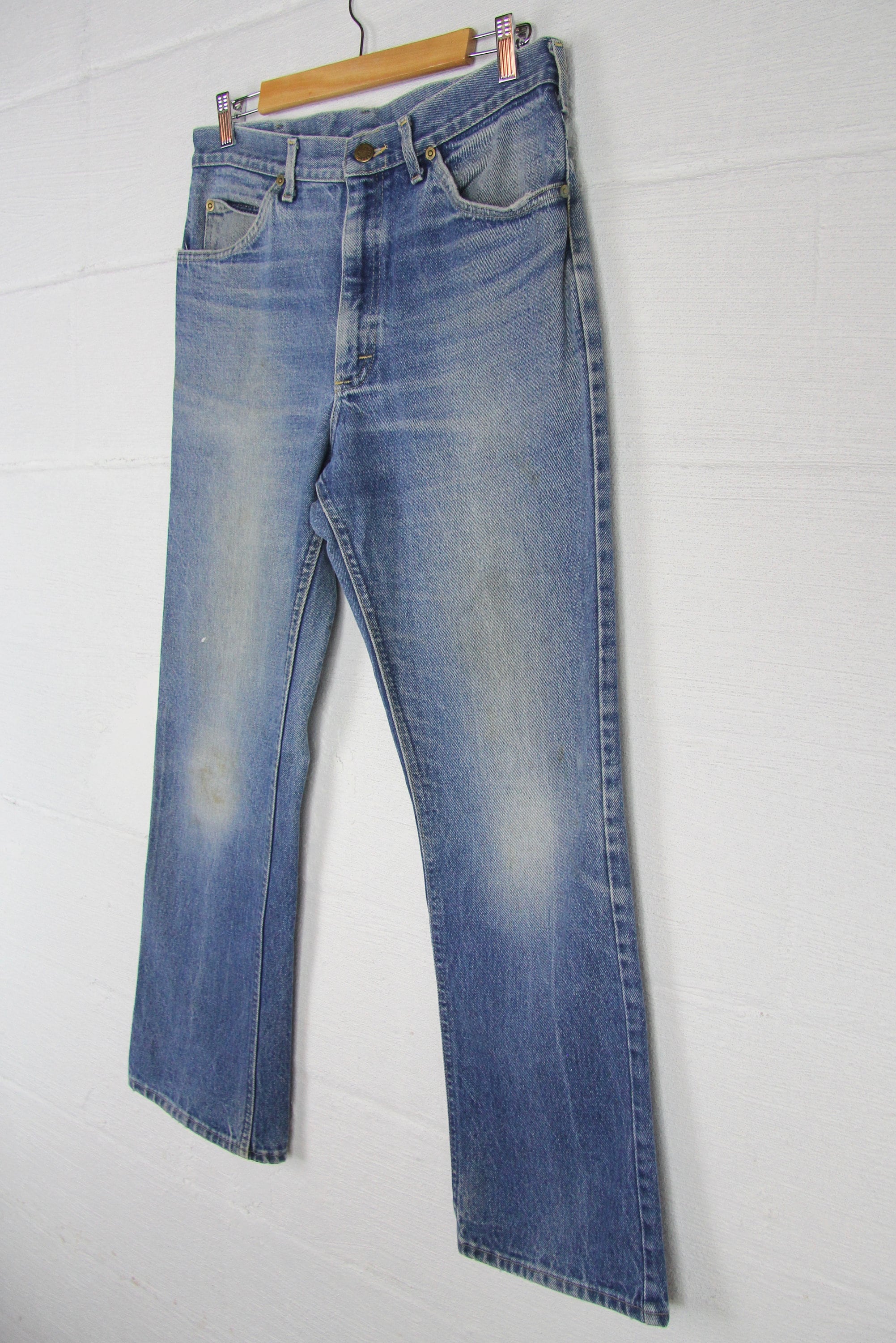 70s Straight Leg Lee Riders Jeans Vintage Faded Thick Denim Jeans 32 x ...