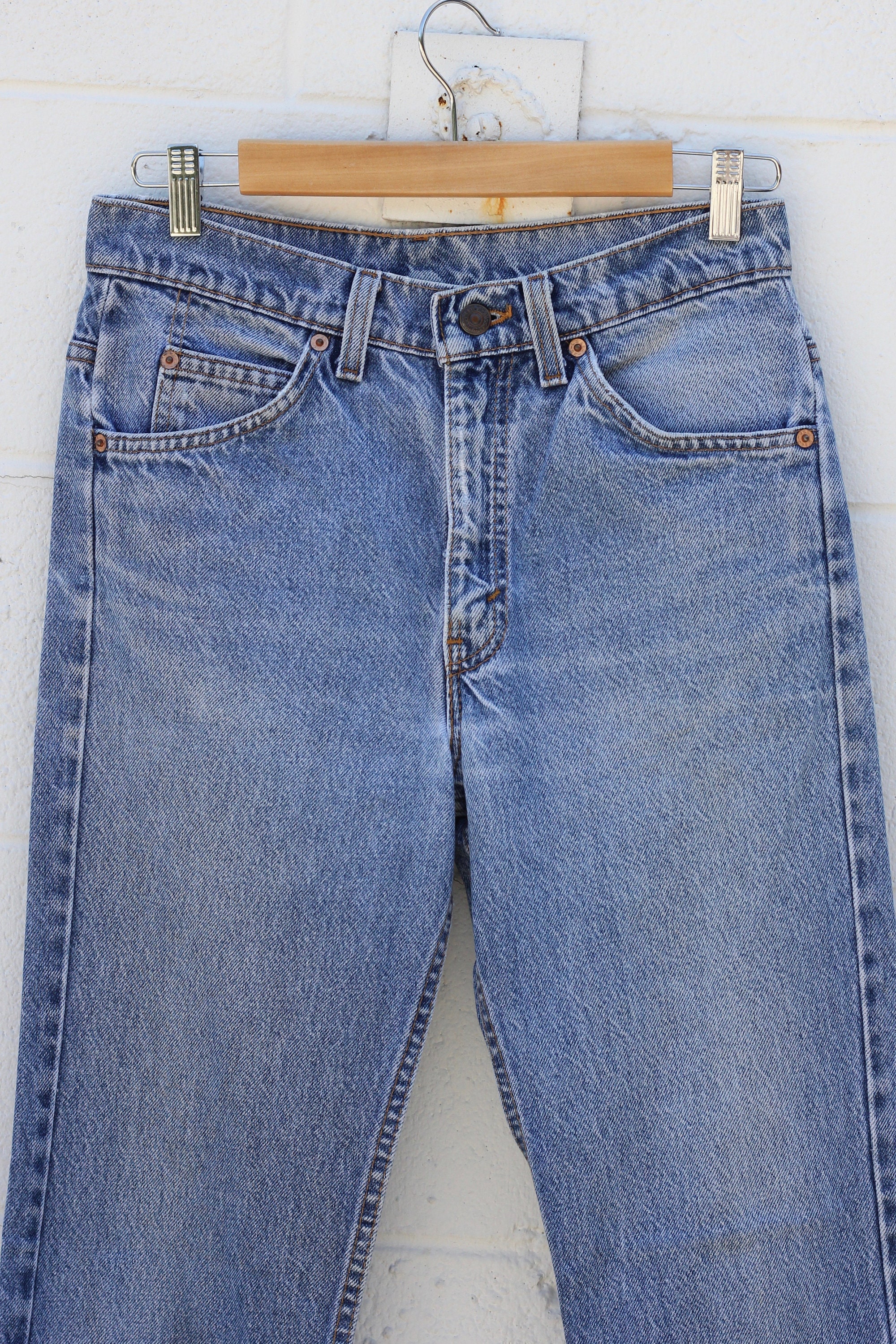 Vintage Levi's 517 Orange Tab Light Wash Denim Jeans Size 29x30 Made in USA