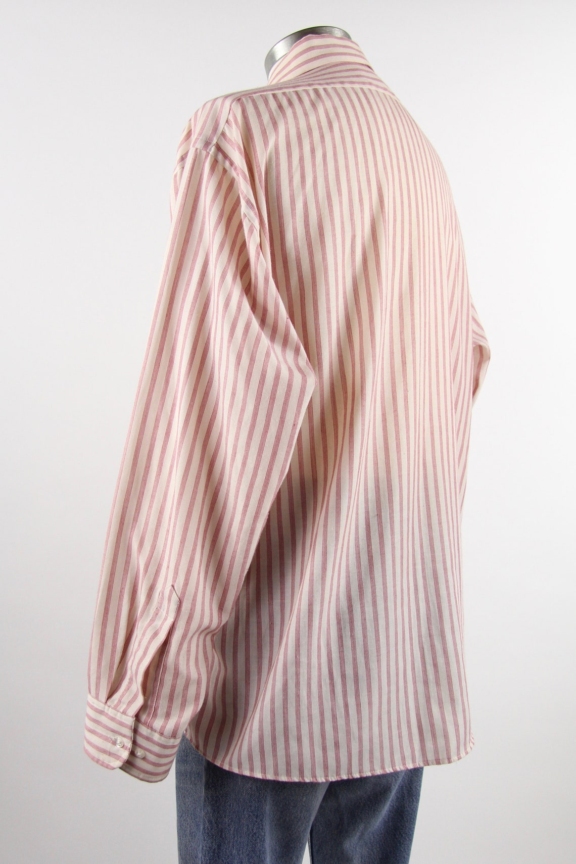 Striped Men's Shirt Red & White Vertical Striped Button | Etsy