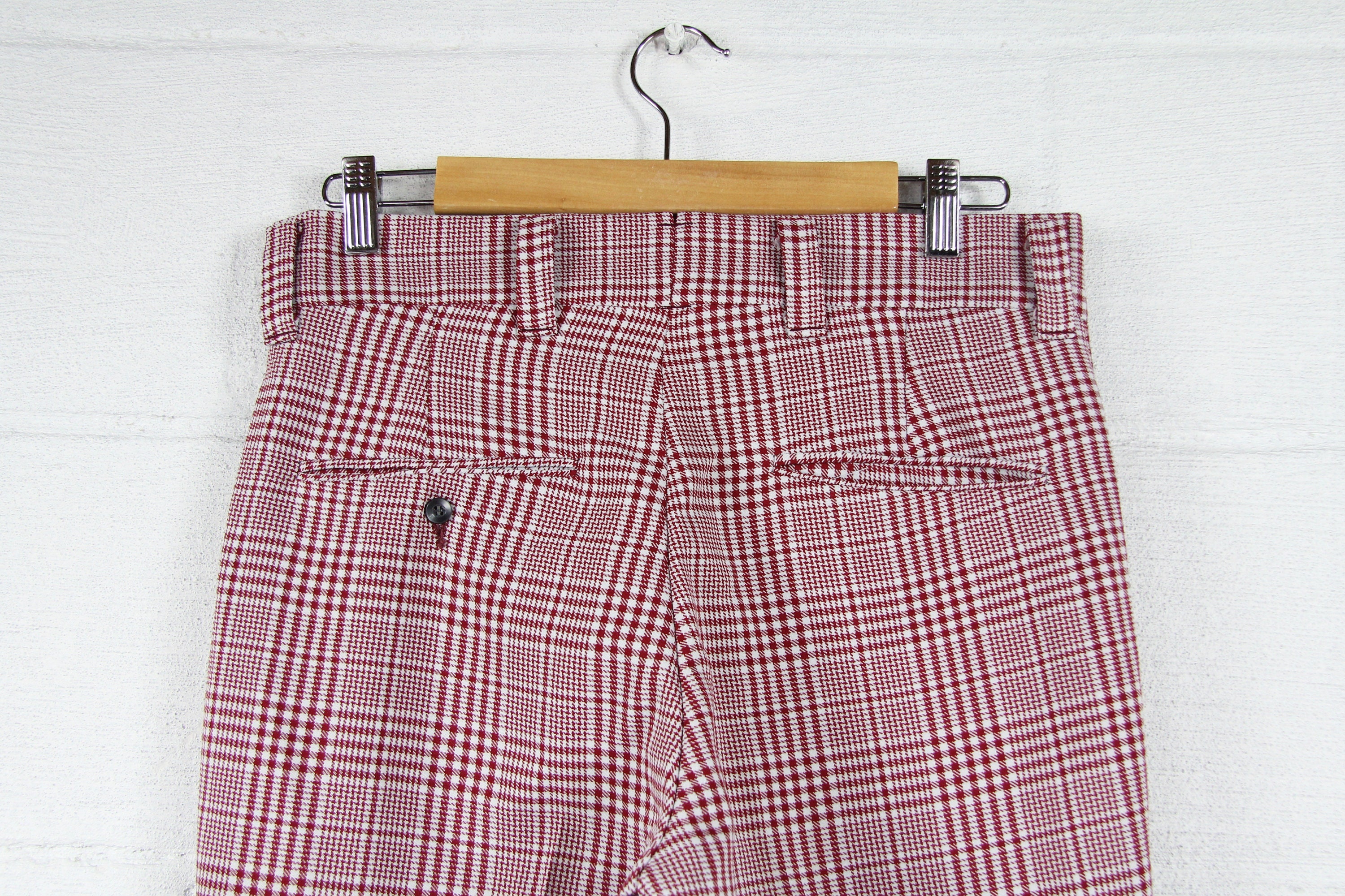 70's Plaid Polyester Men's Pants Vintage Size 31x28