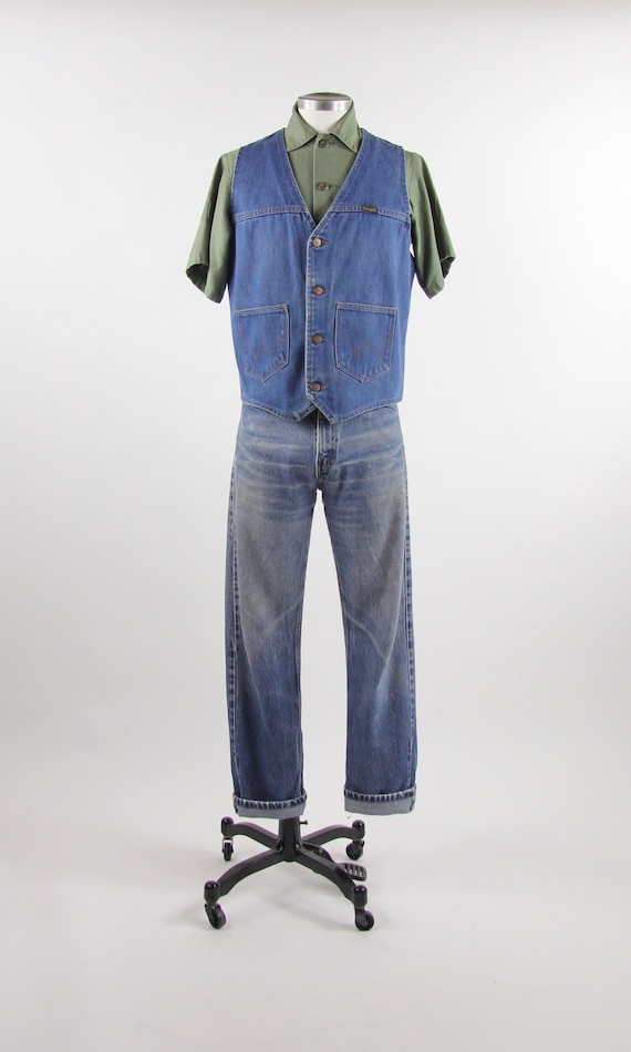 70's Wrangler Vest Vintage Denim Blue Jean Vest Si