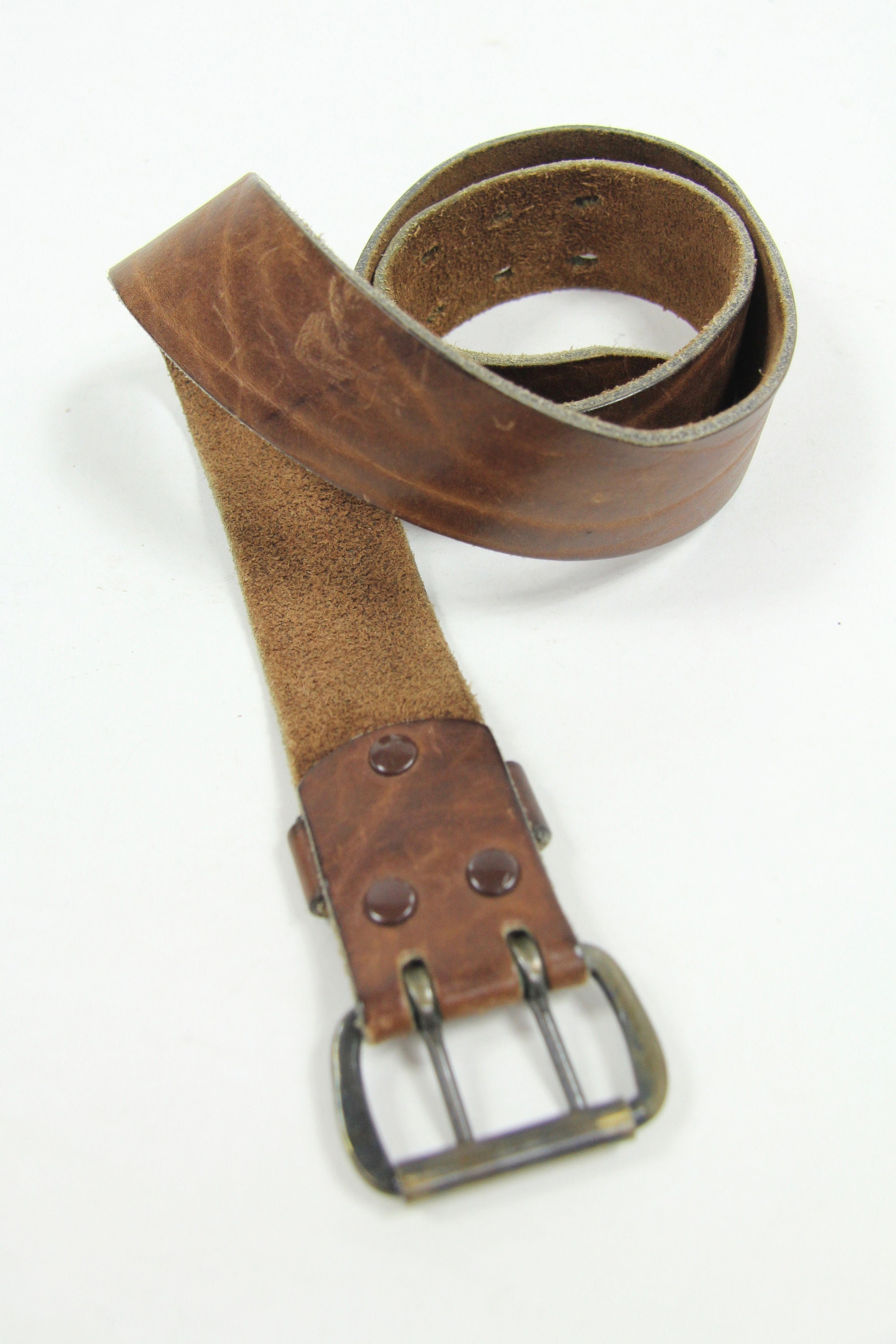 70's Brown Leather Belt Double Prong Men's Vintage | Etsy