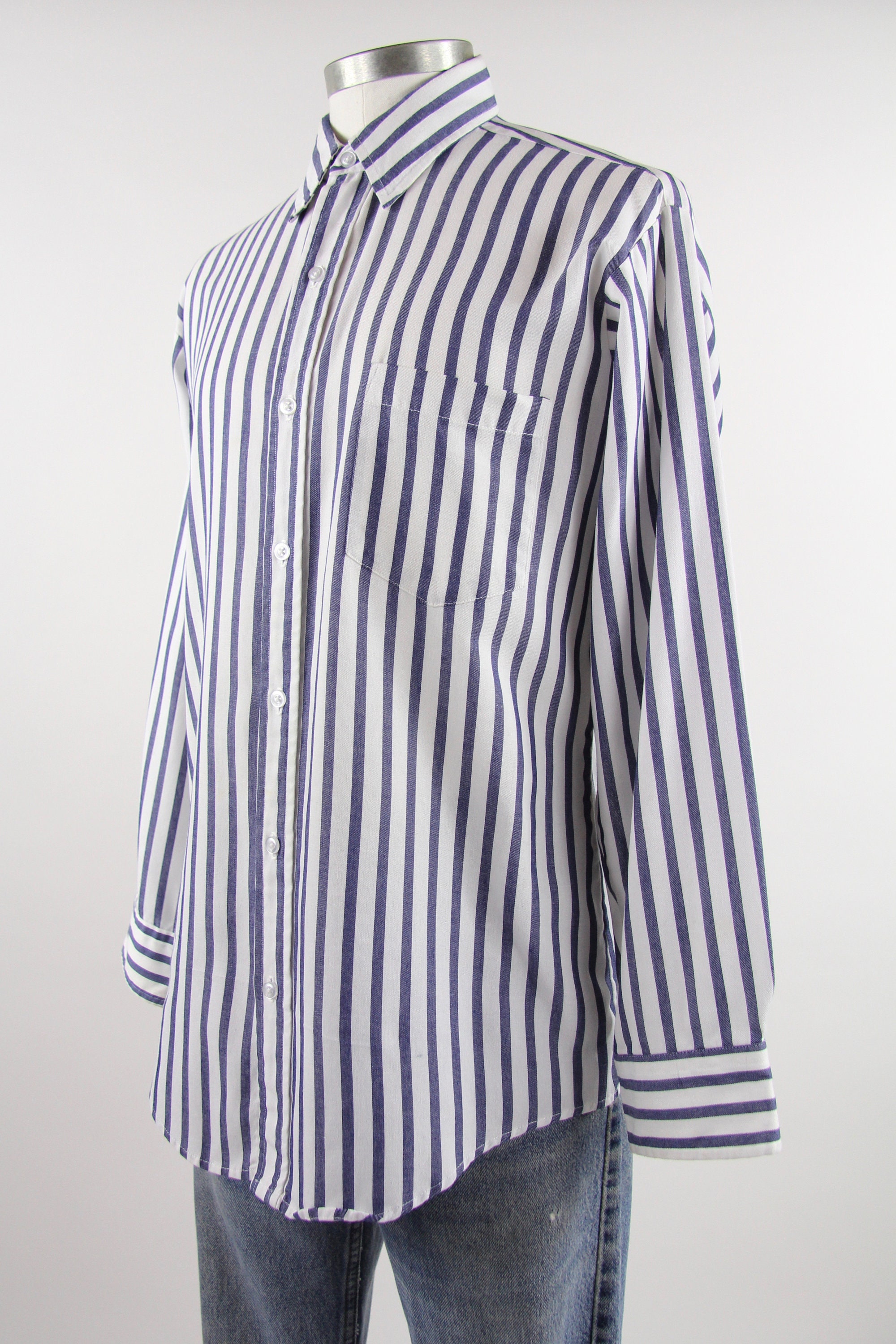 vertical striped button down mens