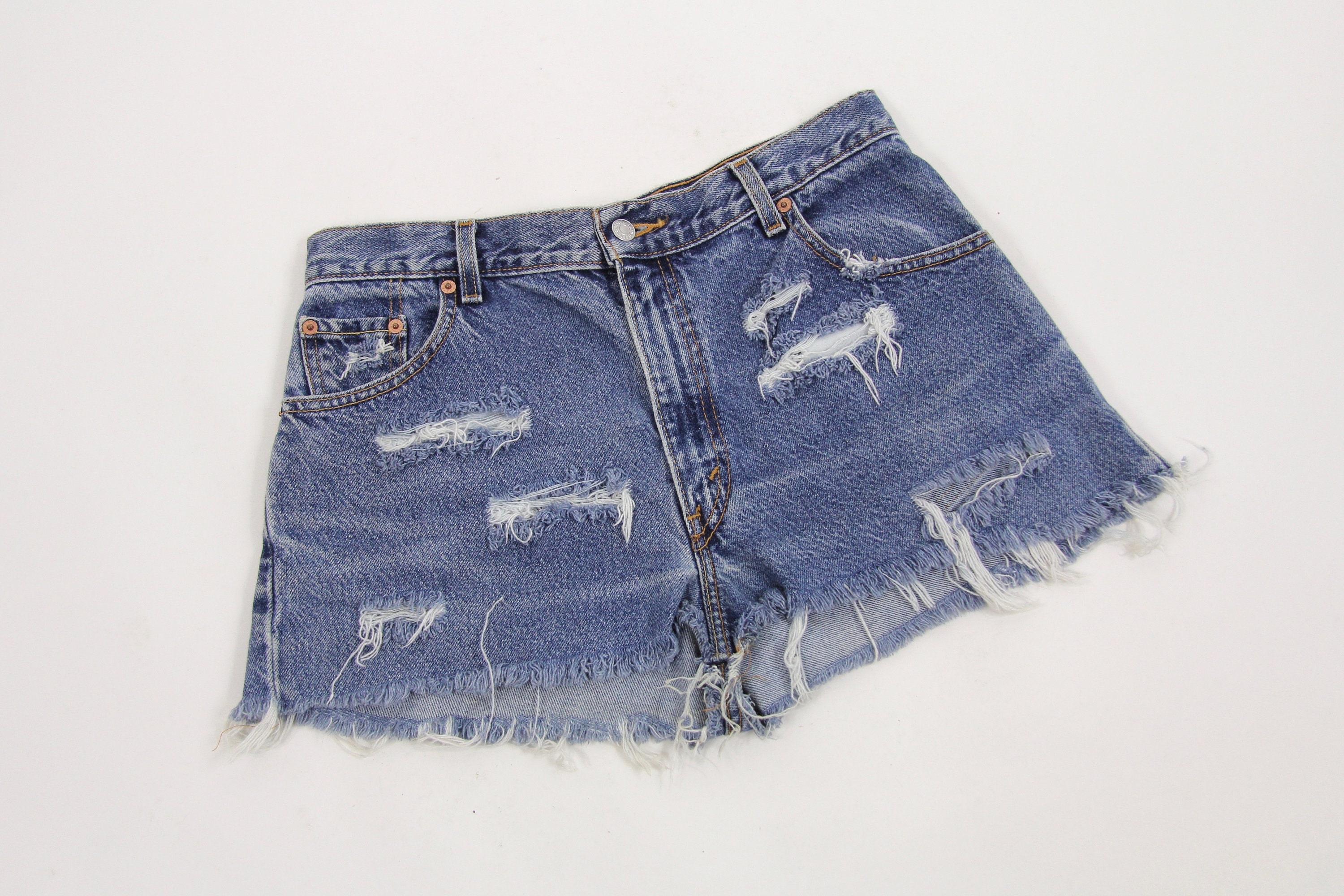Levi's Jean Shorts Distressed High Waisted Women's Punk Grunge Shorts