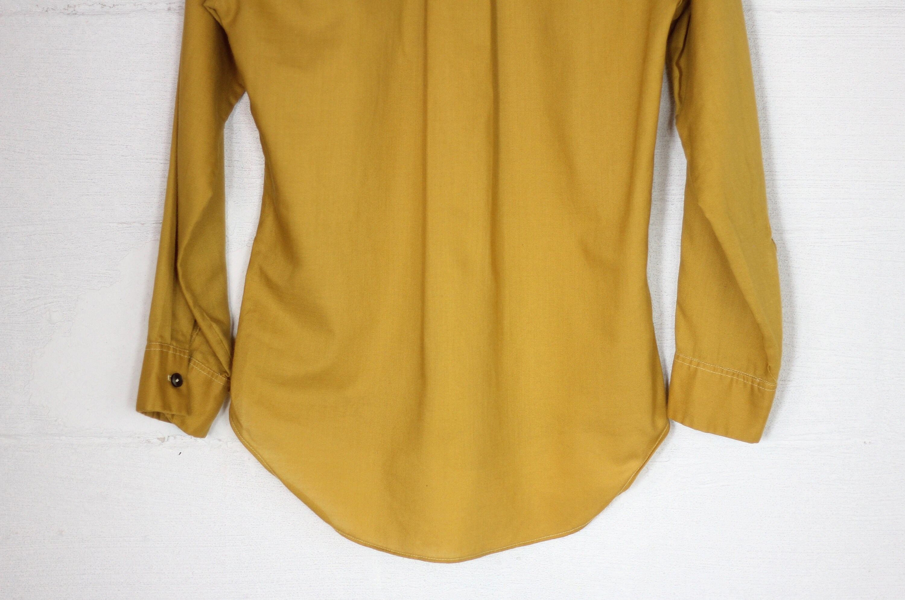 mustard yellow button up shirt men's