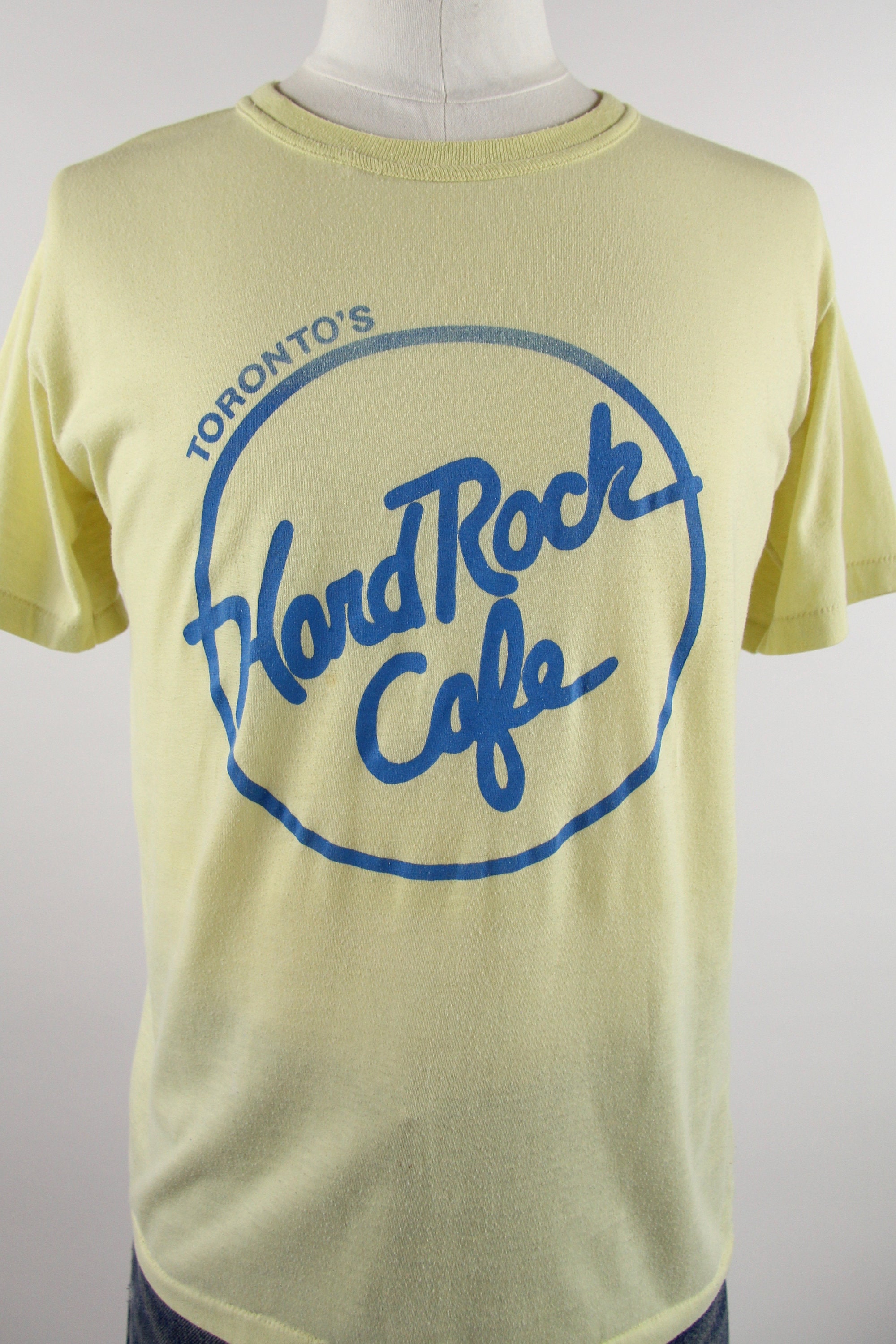 Toronto Hard Rock Cafe Tee Shirt Vintage Yellow Faded Thin Soft 70s Tee