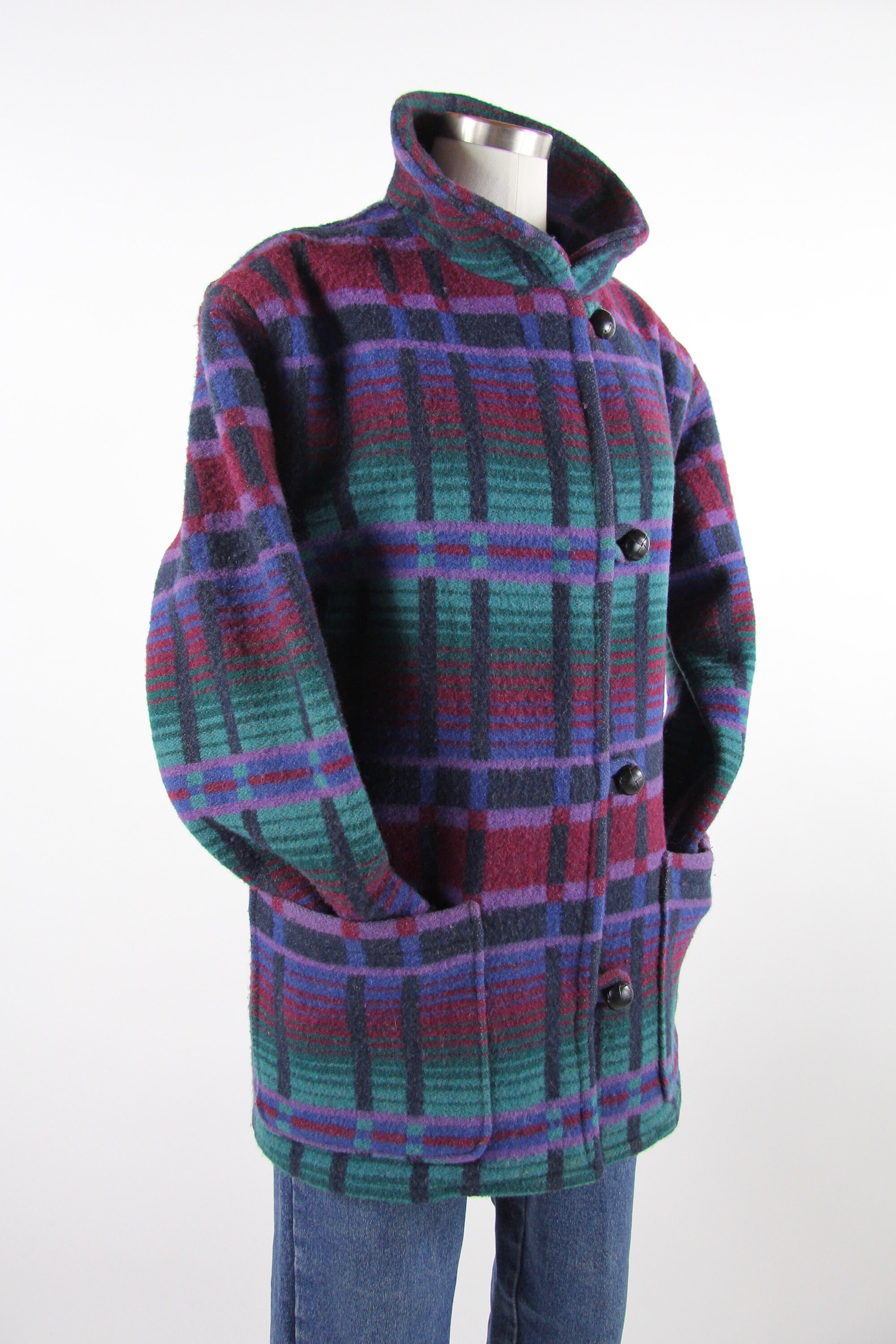 L.L. Bean Purple Wool Coat Vintage Women's Jacket Size Small Made in USA