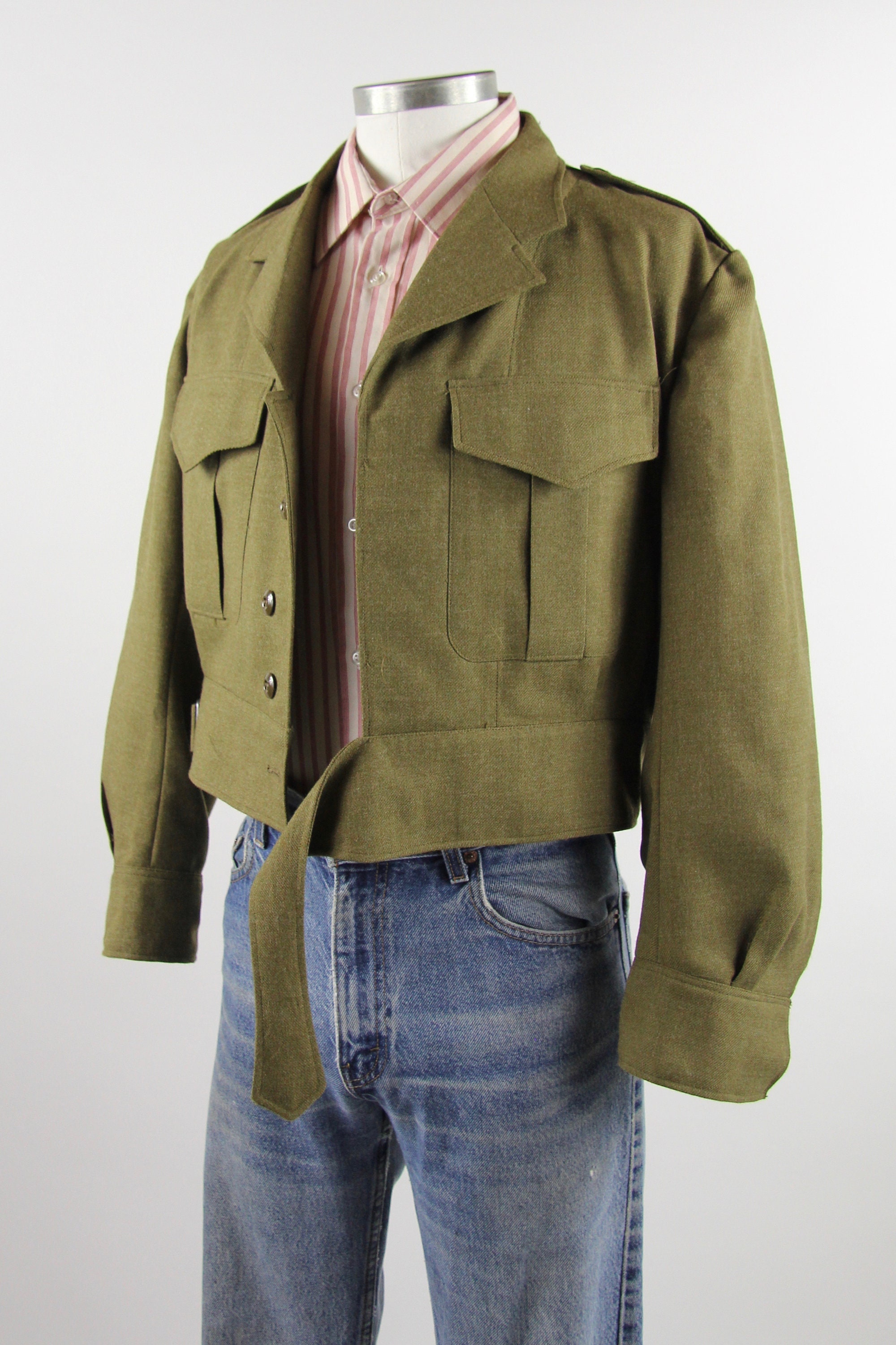 1968 Australian Military Jacket Olive Green Army Coat Vintage Size Medium