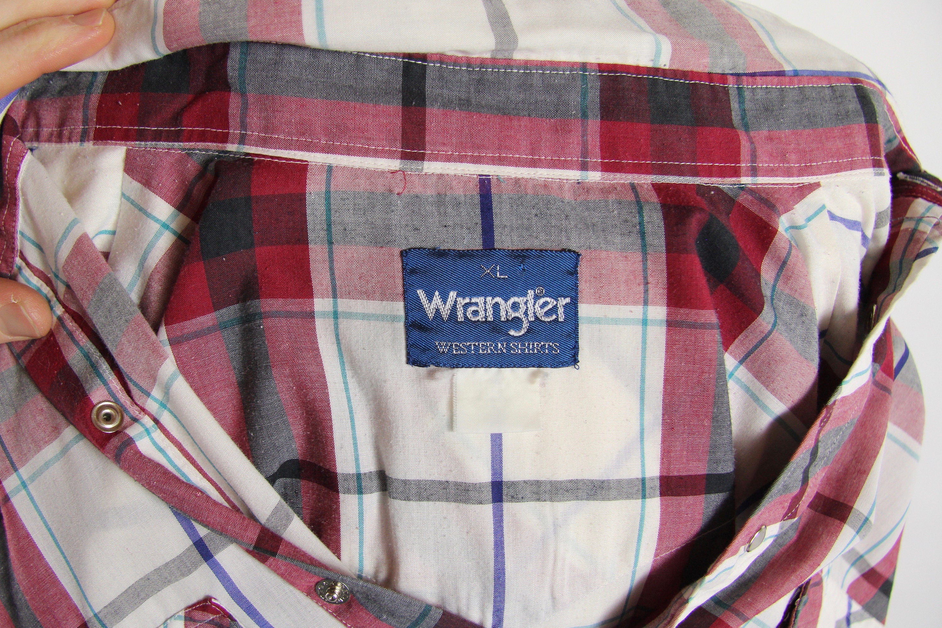 Wrangler Western Shirt Red White Plaid Men's Western Snap Button ...