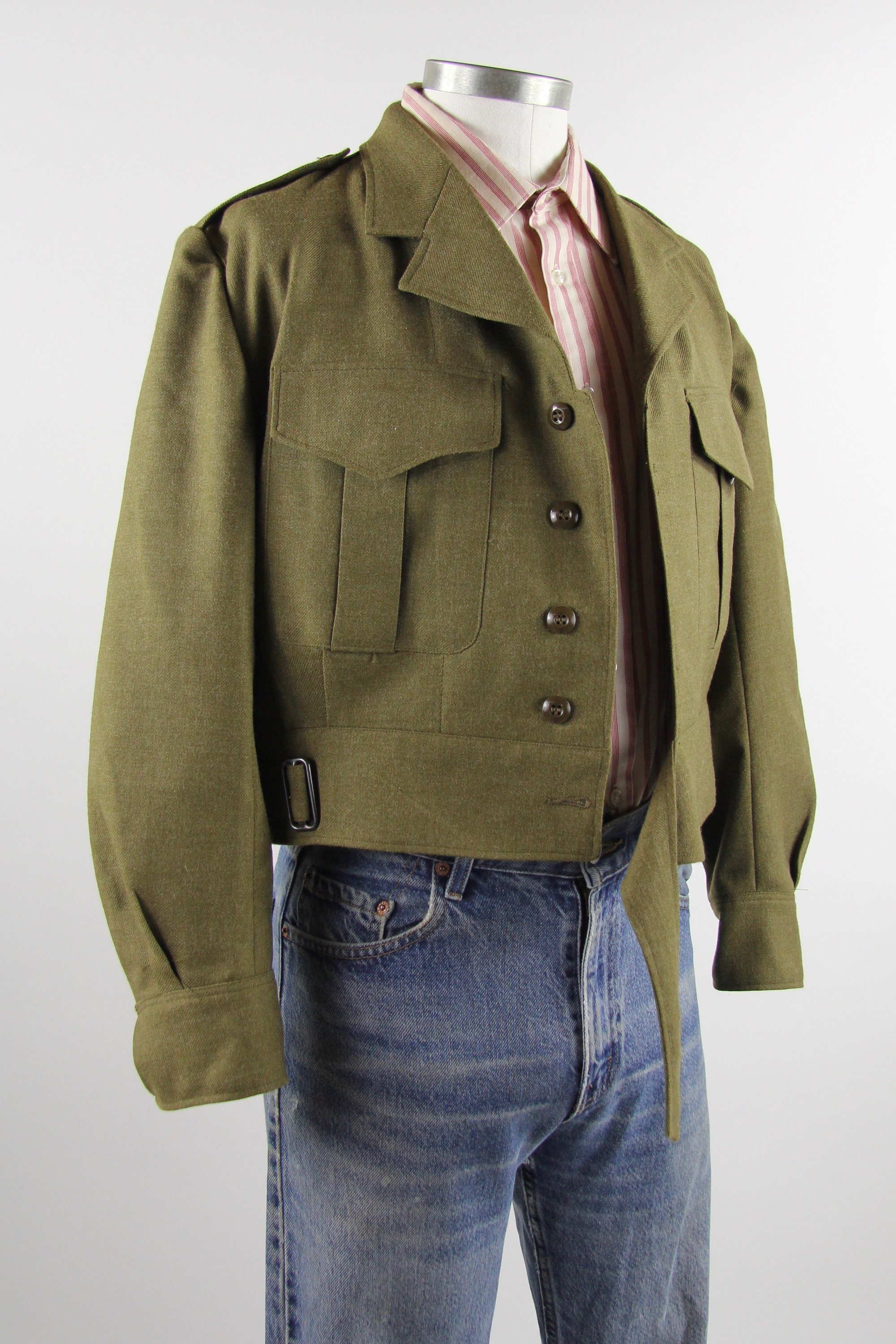1968 Australian Military Jacket Olive Green Army Coat Vintage Size Medium