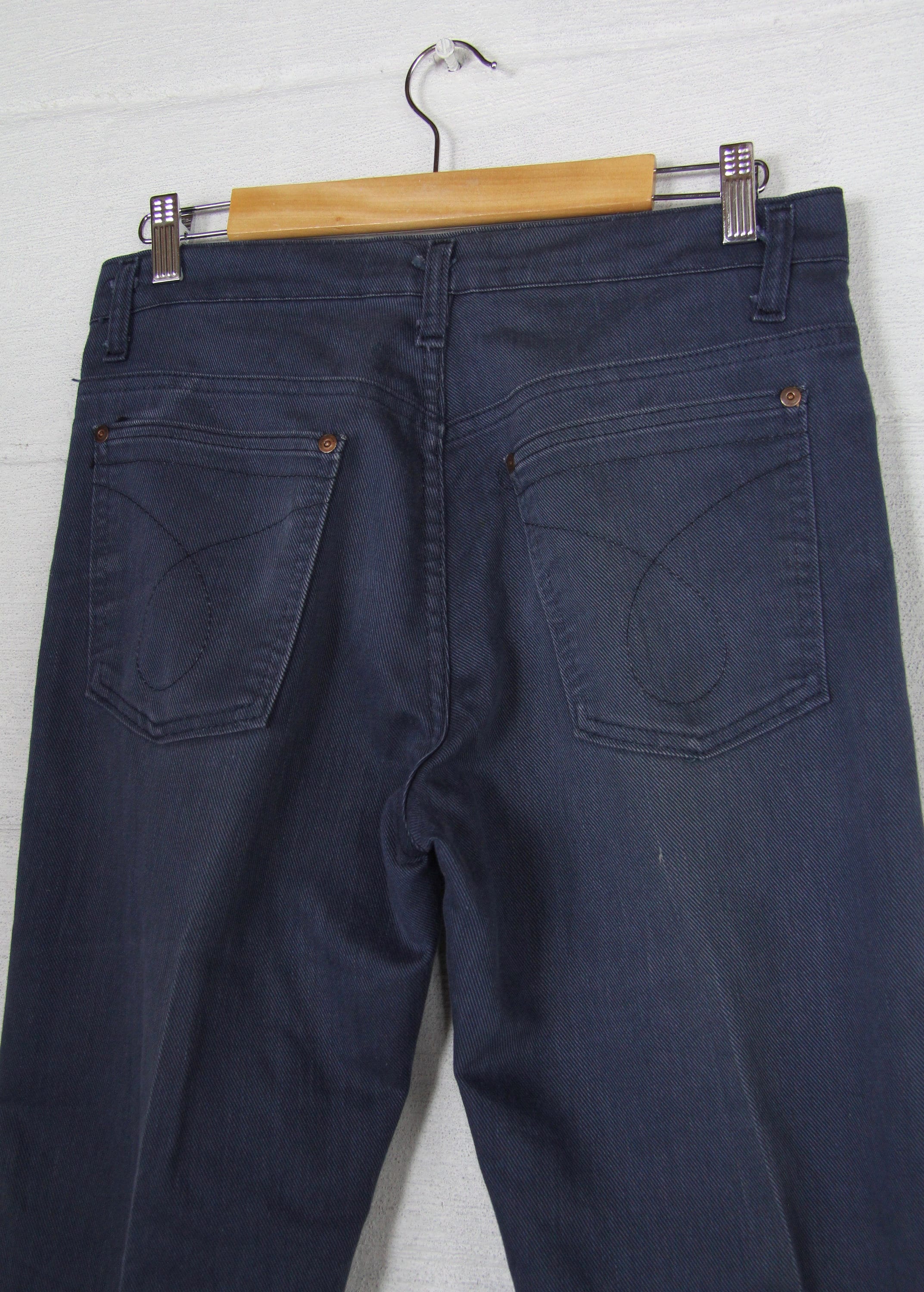 Men's Sears 70's Jeans Faded Dark Blue Cotton Work Pants Boot Cut ...