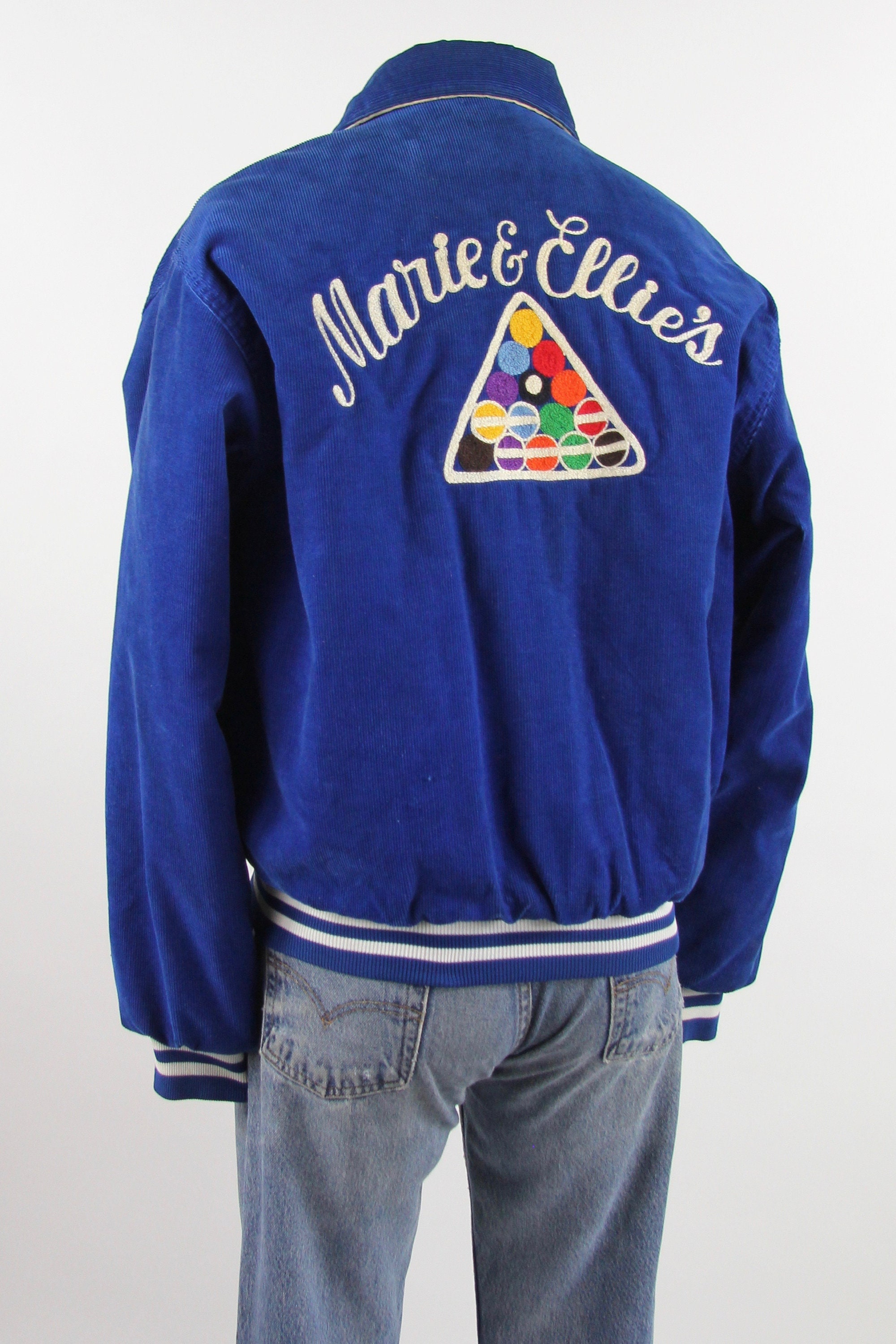 Chainstitch Pool Jacket Blue Corduroy Billiards Coaches Coat Joyce Size