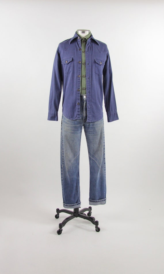 60's Work Shirt Button Down Men's Vintage Cotton D
