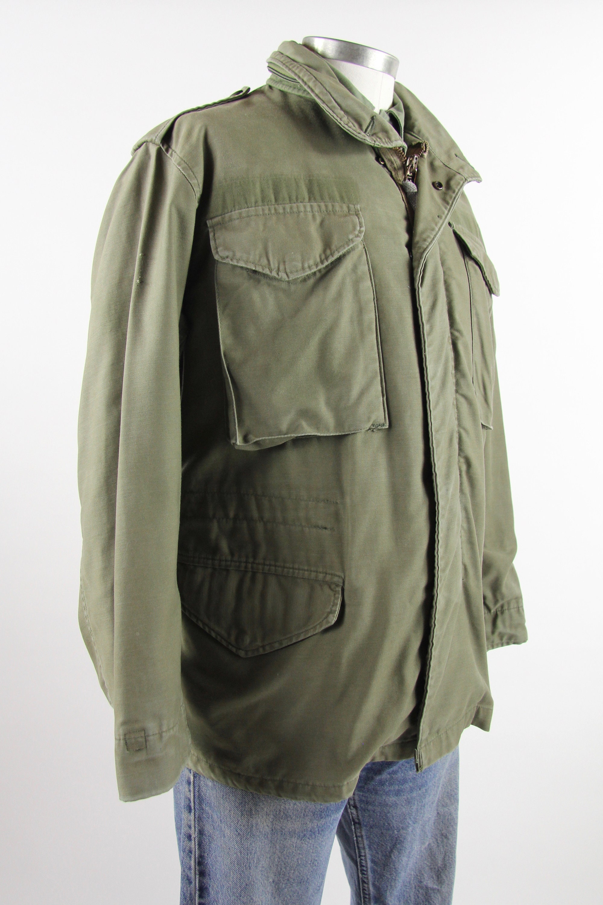OG107 Field Jacket Olive Green Military Coat Vietnam 70's Jacket Size