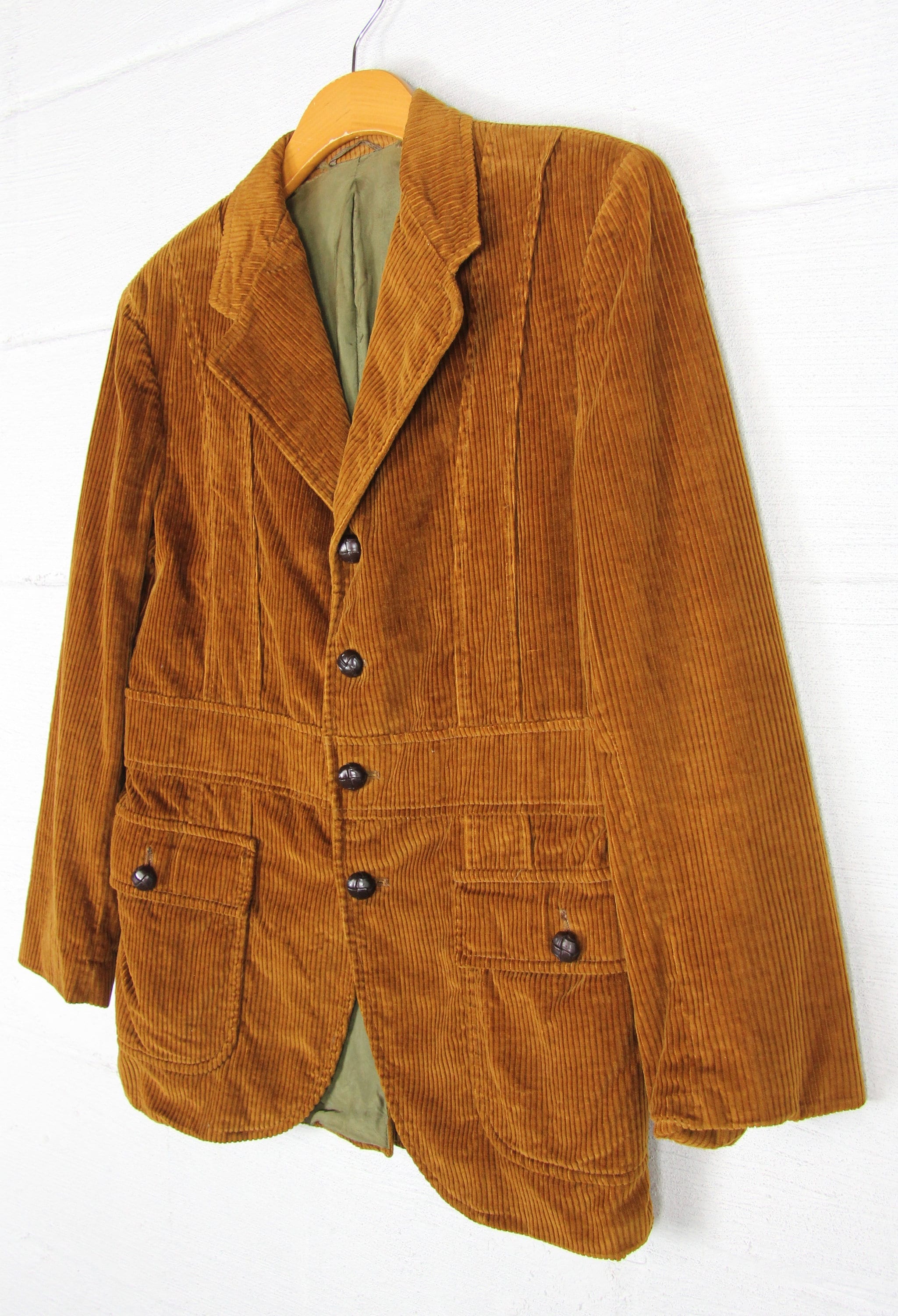 Corduroy Blazer Vintage Tan Light Brown Sports Coat Men's Small Jacket