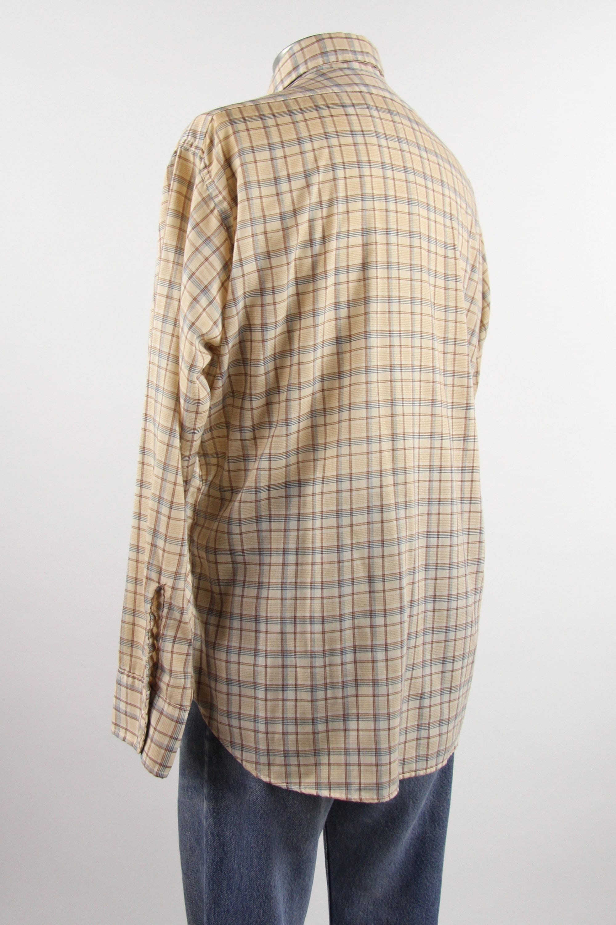 Levi's Plaid Shirt Men's Vintage Button Down Shirt Size Large White Tab