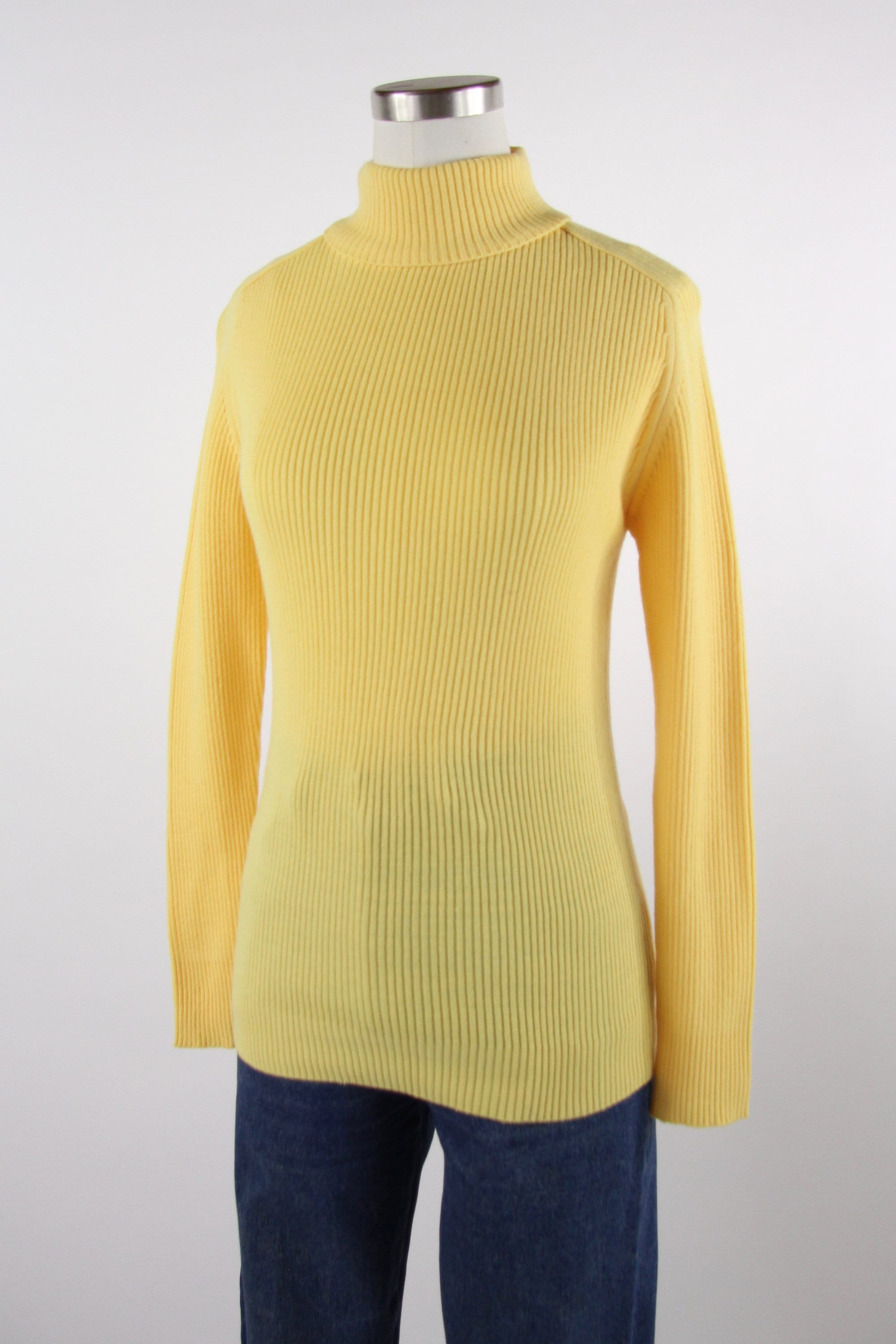 Women's Yellow Long Sleeve 70's Turtleneck Sweater Vintage Size Small ...