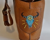 Buffalo Hand Painted XL Market Bag Beaded Leather
