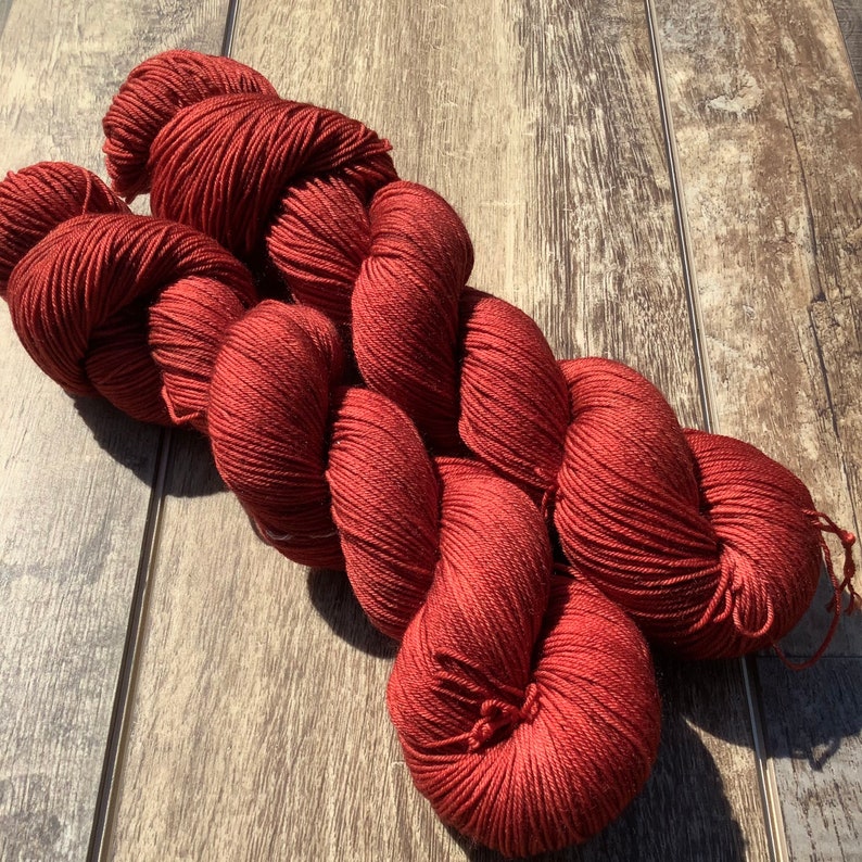 Rusted Red Hand-Dyed Yarn, Multiple Bases Available image 1