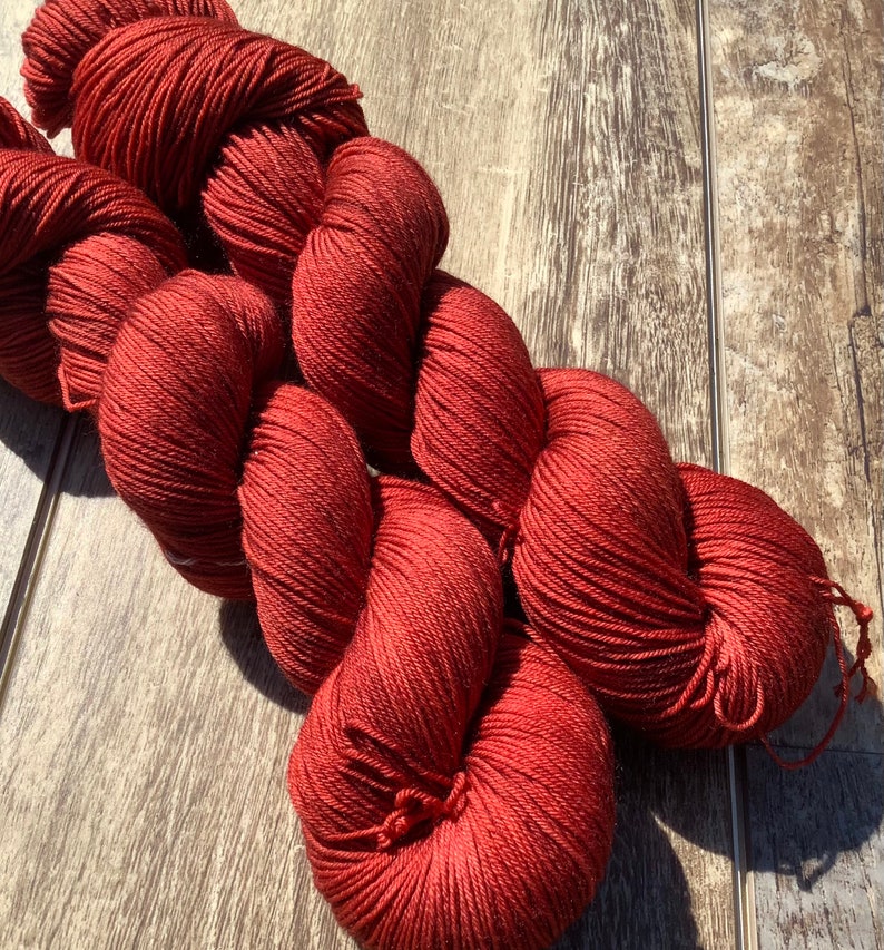 Rusted Red Hand-Dyed Yarn, Multiple Bases Available image 3