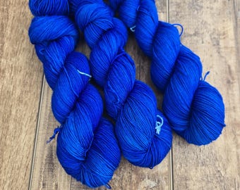 Sapphire Blue- Hand-Dyed Yarn, Multiple Bases Available