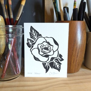 Peony | 4x5 | Linocut Mini Print