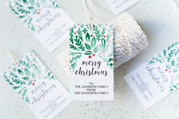 Holiday Greenery Holiday Gift Tags Editable Gift Tag Etsy