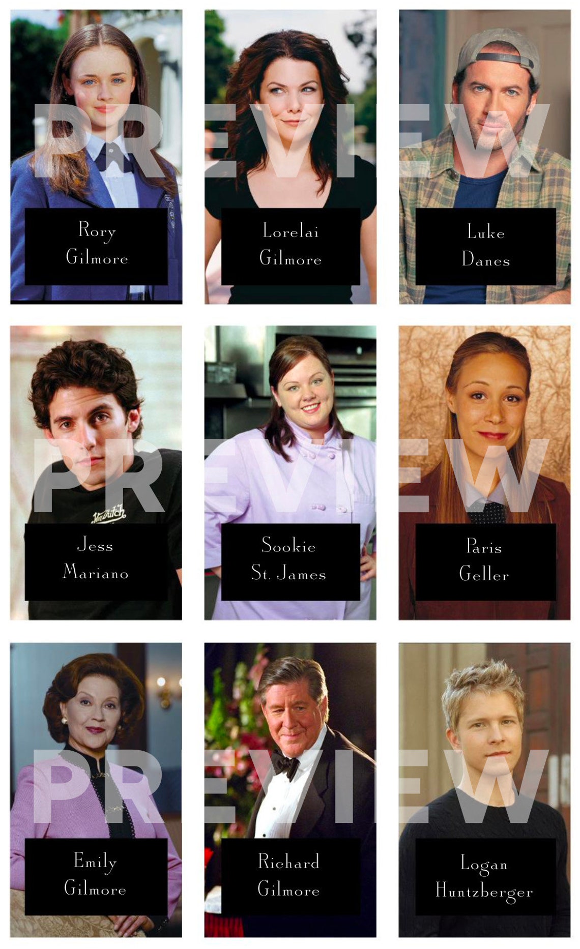 Gilmore Girls Guess Who Game Cards Printable download | Etsy