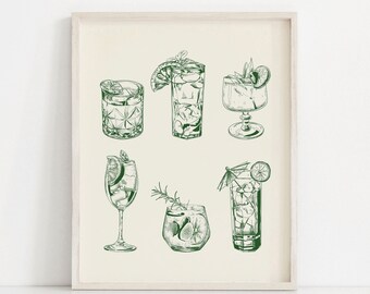 Cocktails Art Print: Bar Cart Decor (Digital Download)