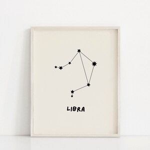 PRINTABLE Libra Zodiac Horoscope Downloadable Print Astrology Printable Constellation Trendy Wall Decor