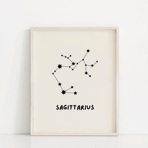 PRINTABLE Sagittarius Zodiac Horoscope Downloadable Print Astrology Printable Constellation Trendy Wall Decor