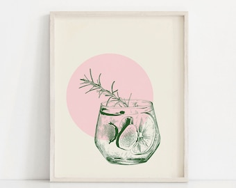 Gimlet Cocktail Print: Bar Cart Wall Decor (Digital Download)