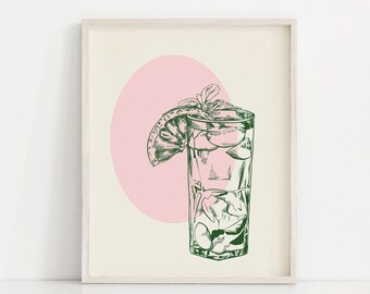 Cocktail Highball Print: Bar Cart Wall Decor (Digital Download)