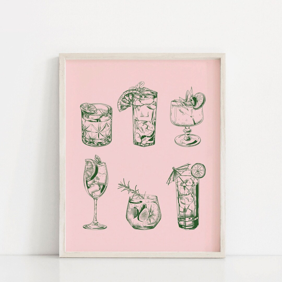 PRINTABLE Cocktails Bar Downloadable Print Drinks Printable Wall Decor ...