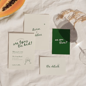 Conjunto de invitaciones de boda personalizadas escritas a mano Tarjetas imprimibles modernas