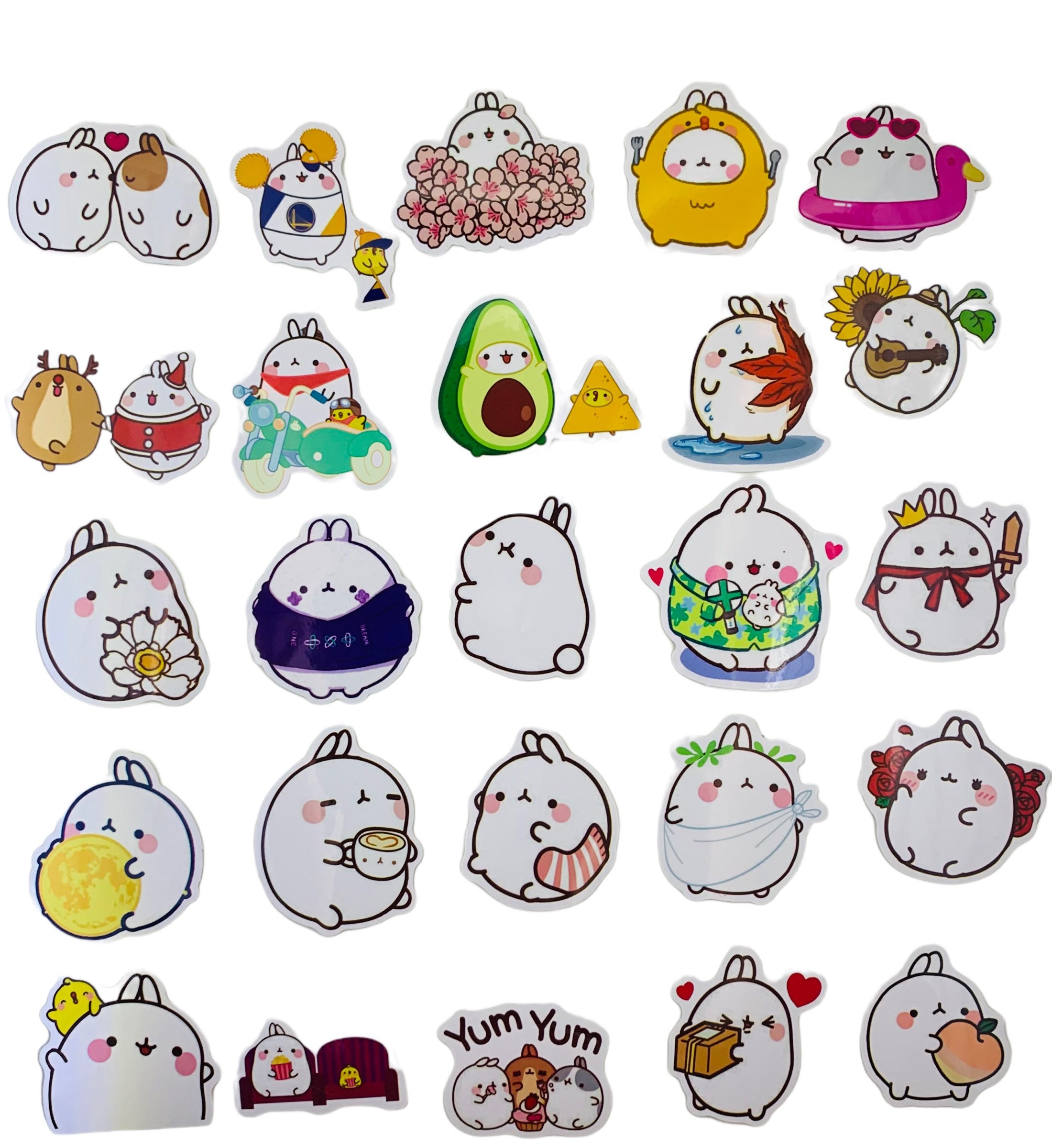 Kawaii Adorable Molang Stickers 50 Stickers - Etsy
