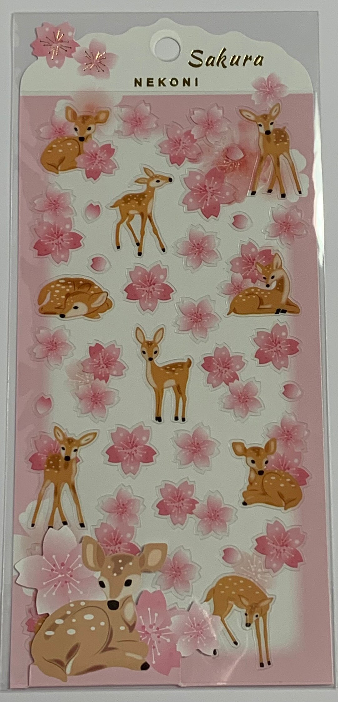 Kawaii Nekoni Sakura Cherry Blossom and Deer Sticker Sheet - Etsy