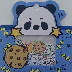 Kawaii Korean Nekoni Mini Panda Astronaut Cookie Sticker Set