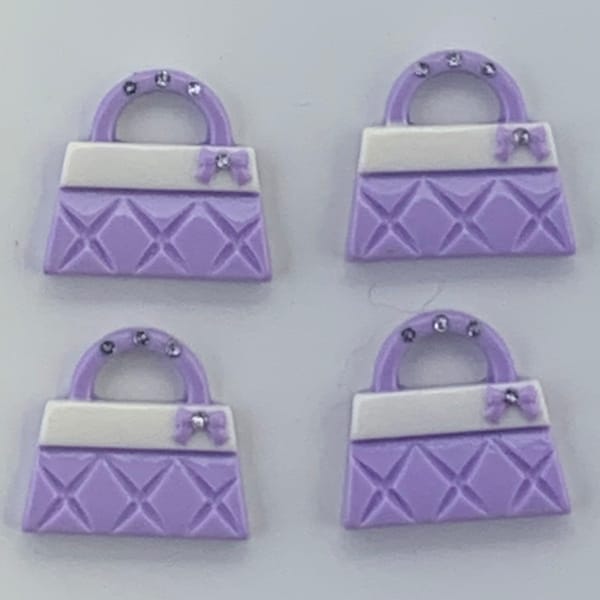 Lilac Purple Resin Purse Flatback Cabochons Set of 4