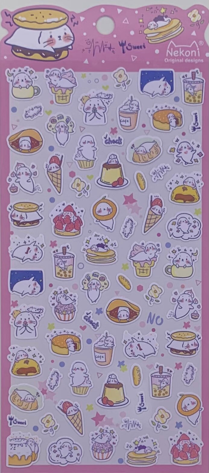 Kawaii Korean Nekoni Mini Seal Sticker Set