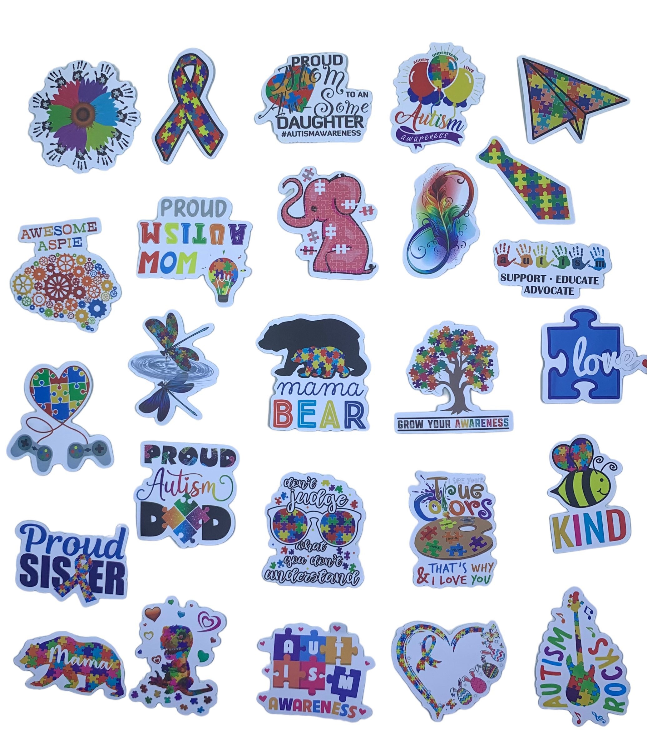 Waterproof Autism Awareness Stickers Set 1 - 50 Stickers - Etsy
