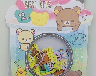 Kawaii Rilakkuma Happy Seal Bits Sticker Set -  (8 Designs/40 Pieces)