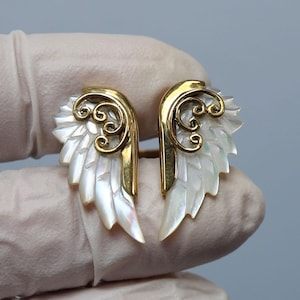 Angel Wings rings , hand made mother of pearls shells set in brass