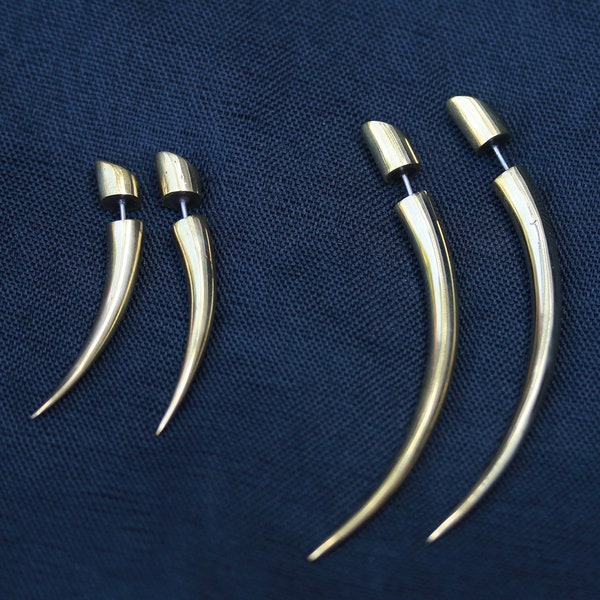 Basic simple spikes brass split gauges, fake expander, with 316 L surgical post, hypoallergenic,  price per pair.