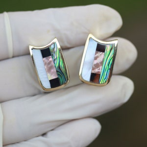 SALES ! Brass ear saddle or ear weights, with three shells combinations inlay, have to have at least 12mm/ 1/2" gauge to wear these weights.