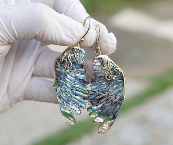 Made by Nami Ensemble de boucles d'oreilles pendantes argentées ou dorées avec pendentif en forme d'éventail en acier inoxydable chirurgical, hypoallergéniques et imperméables, boucles d'oreilles